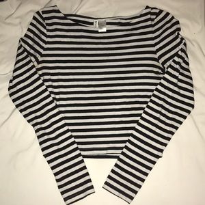 Striped Long Sleeve Crop